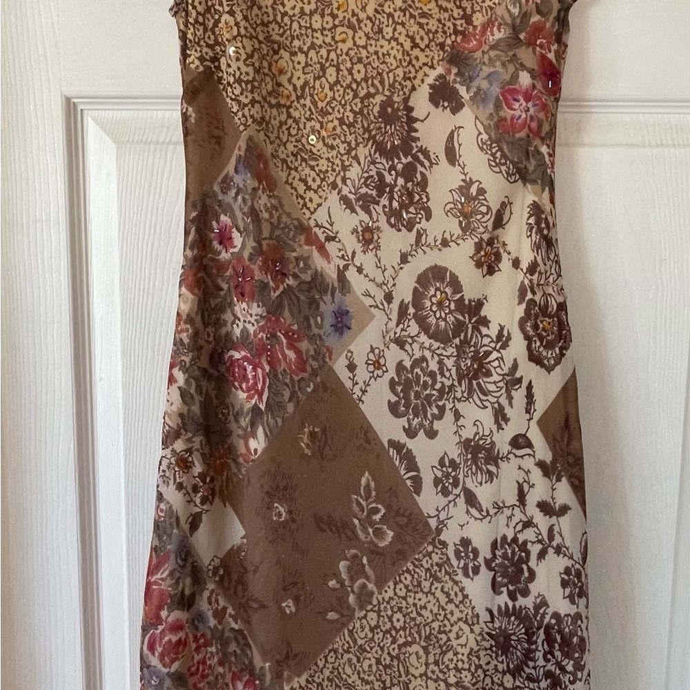 Connected Apparel Brown Floral Midi Dress